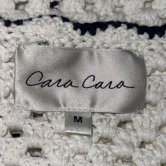 New CARA CARA Roma Cardigan Ivory Navy Crochet Medium - Picture 11 of 14